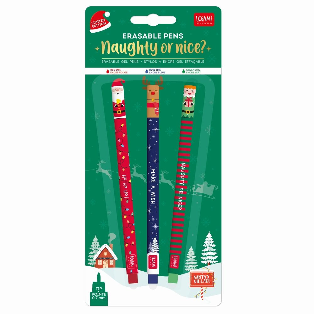 Gelpennor med utsuddbart bläck 3-pack Christmas Edition