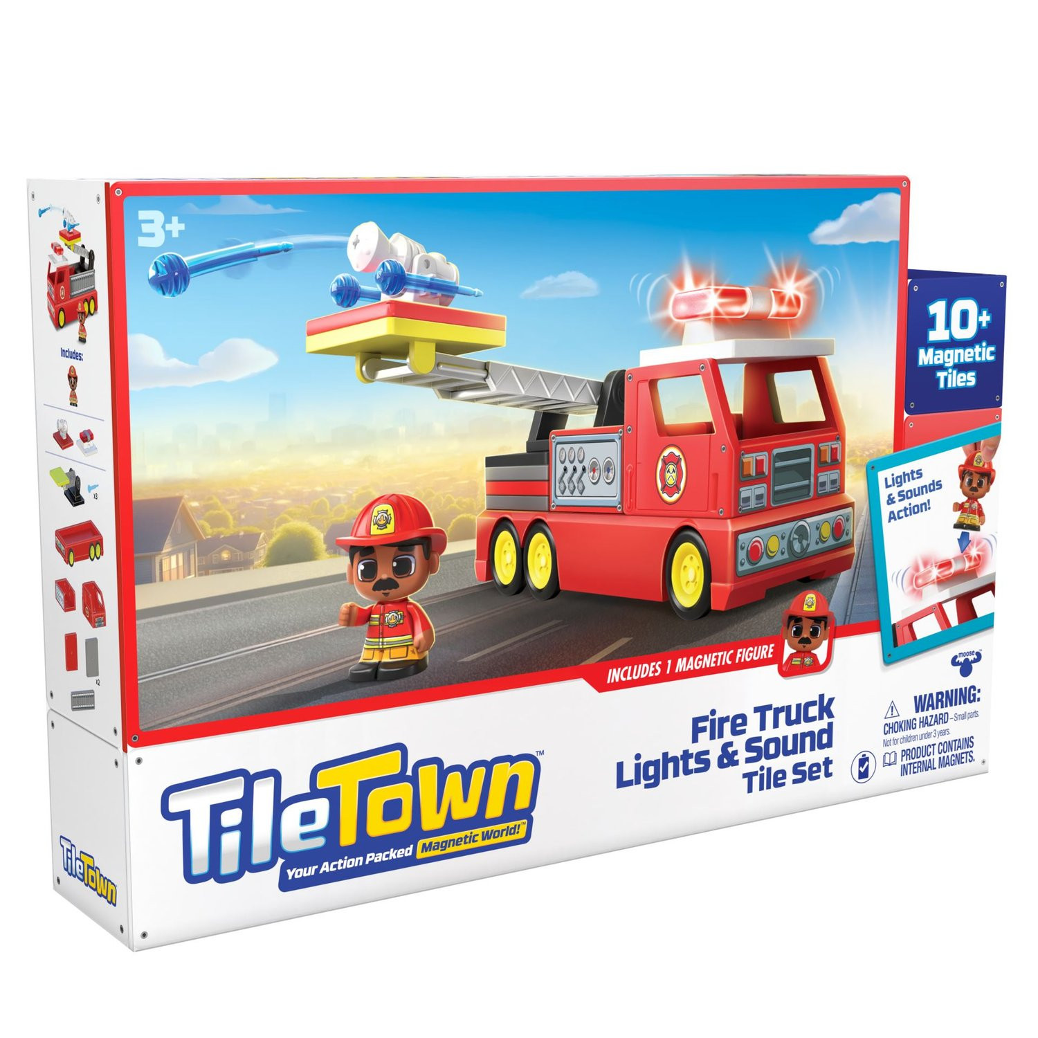 Tile Town Magnetiskt Byggset Brandbil med ljud och ljus