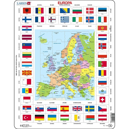 Larsen Europa Flaggor Pussel 70 bitar | Pussel | Bra Leksaker