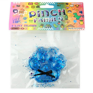 Squishy Cat Paw Glitter Jelly 7cm Blå